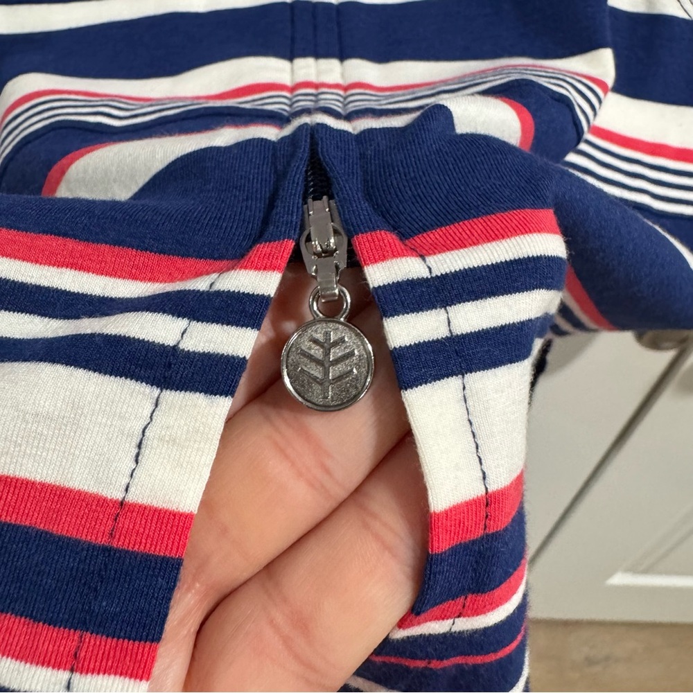 Coolibar Long Zip Cabana Hoodie UPF 50 Striped M - Picture 3 of 5